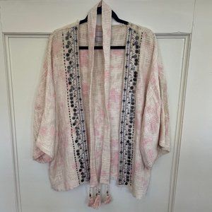 Anthropologie ALL Beautiful Stories Livia Textured Tassel Kimono